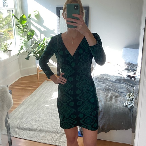 Faux Wrap Patterned Dress - Picture 1 of 6